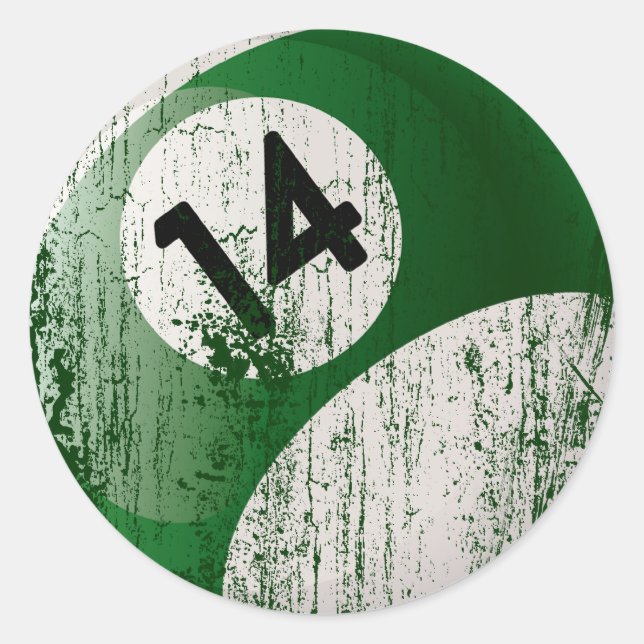 ADESIVO REDONDO NÚMERO 14 BILLIARDS BALL - ESTILO ERODIDO (Frente)