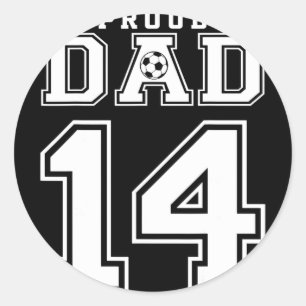Adesivo Redondo Número 14 Personalizado Orgulhoso Pai de Futebol P