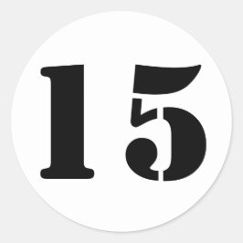 Adesivo Redondo Número 15 Quinze Números Brancos de Janz