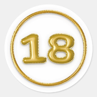 Adesivo Redondo Número 18 Balão Dourado
