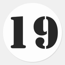 Adesivo Redondo Número 19 Números de Estêncil Branco de Janz