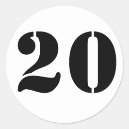 Adesivo Redondo Número 20 Vinte Números Brancos de Janz