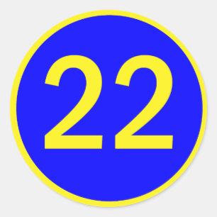 Adesivo Redondo número 22 em um círculo