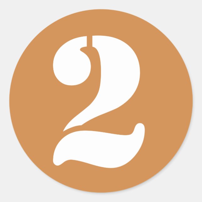 Adesivo Redondo Número 2 Dois Números de Estêncil Dourados Peruano (Frente)