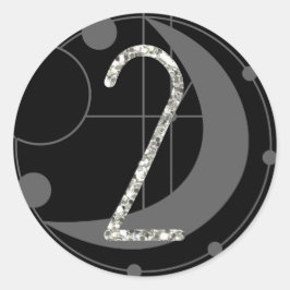 Adesivo Redondo Número 2 Monograma Geométrico Lua Preta