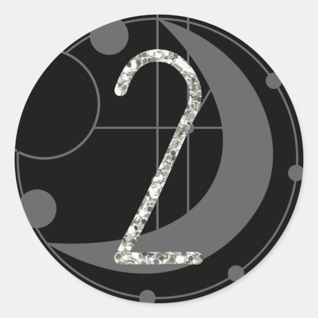 Adesivo Redondo Número 2 Monograma Geométrico Lua Preta (Frente)