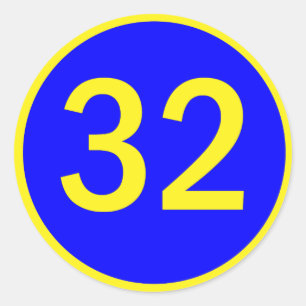 Adesivo Redondo número 32 em um círculo