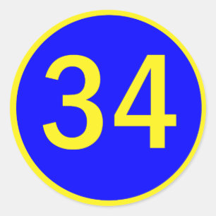 Adesivo Redondo número 34 em um círculo