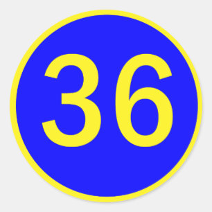 Adesivo Redondo número 36 em círculo