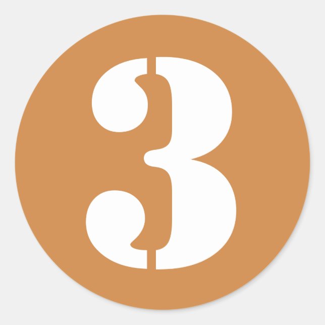 Adesivo Redondo Número 3 Três Números de Estêncil Dourados Peruano (Frente)