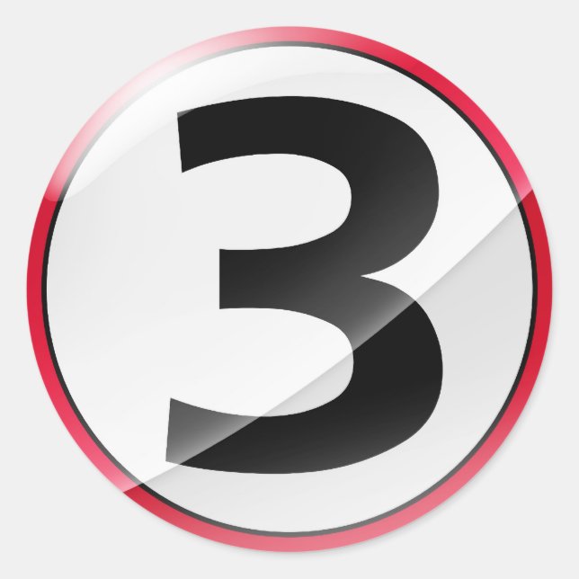 Adesivo Redondo Número 3: vinheta vermelha (Frente)