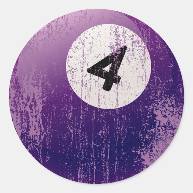 ADESIVO REDONDO NÚMERO 4 BILLIARDS BALL - ESTILO ERODIDO E ENVELHE (Frente)