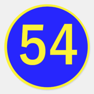 Adesivo Redondo número 54 em círculo