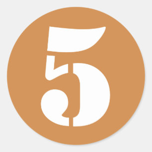 Adesivo Redondo Número 5: Cinco números de lápis Dourados no Pe