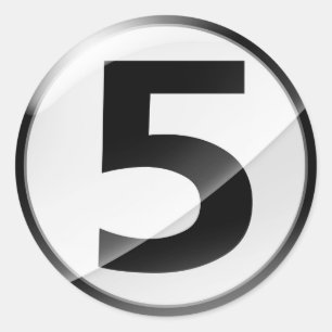 Adesivo Redondo Número 5: Vinheta preta