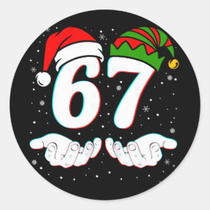 Adesivo Redondo Número 67 Correspondente Seis Sete 6 7 Meme 6-7 Na