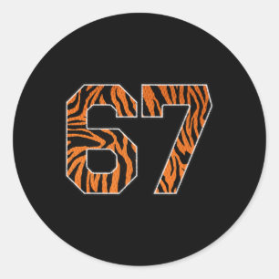 Adesivo Redondo Número 67 em Fanwear Esportiva de Tigre Laranja Im