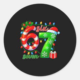 Adesivo Redondo Número 67 Meme Retro Papai Noel 6 7 Festa Six Seve