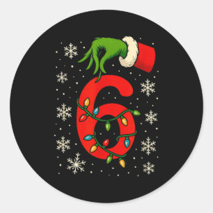 Adesivo Redondo Número 6 Correspondente ao Meme Six Seven Natal Me