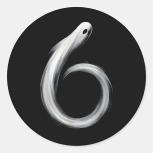 Adesivo Redondo Número 6 Fantasma Divertido Seis Sete 67 Meme de H