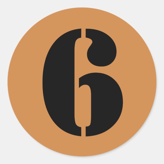 Adesivo Redondo Número 6: Seis números Dourados de lápis peruanos  (Frente)