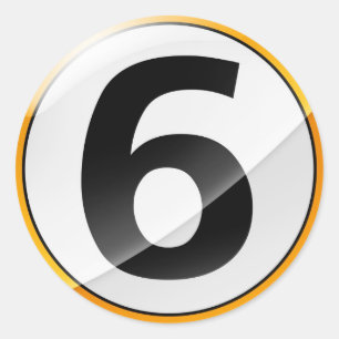 Adesivo Redondo Número 6: vinheta dourada