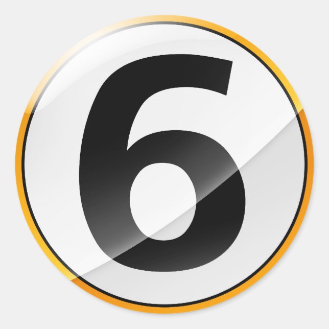 Adesivo Redondo Número 6: vinheta dourada (Frente)