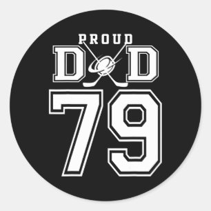 Adesivo Redondo Número 79 Personalizado Orgulhoso Pai de Hockey Pe