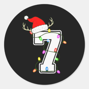 Adesivo Redondo Número 7 Aniversário de 7 anos Menino Natal Feliz