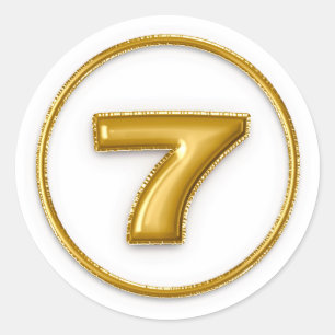 Adesivo Redondo Número 7 Balão Dourado