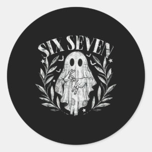 Adesivo Redondo Número 7 Fantasia de Halloween do Meme 67 Correspo