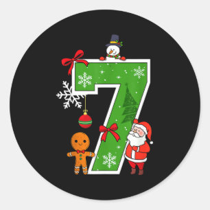 Adesivo Redondo Número 7 Fantasia de Natal do Meme 67 Corresponden