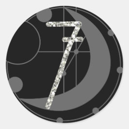 Adesivo Redondo Número 7 Sete Monograma Geométrico Lua Preta