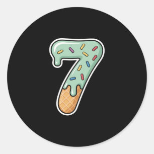 Adesivo Redondo Número 7 Sorvete Drip Six Seven 67 Meme 7º Anivers