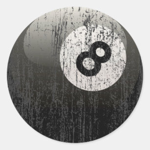 ADESIVO REDONDO NÚMERO 8 BILLIARDS BALL - ERODED E ENVELHECIDO