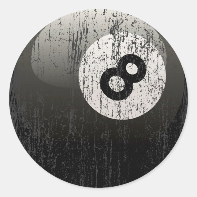 ADESIVO REDONDO NÚMERO 8 BILLIARDS BALL - ERODED E ENVELHECIDO (Frente)