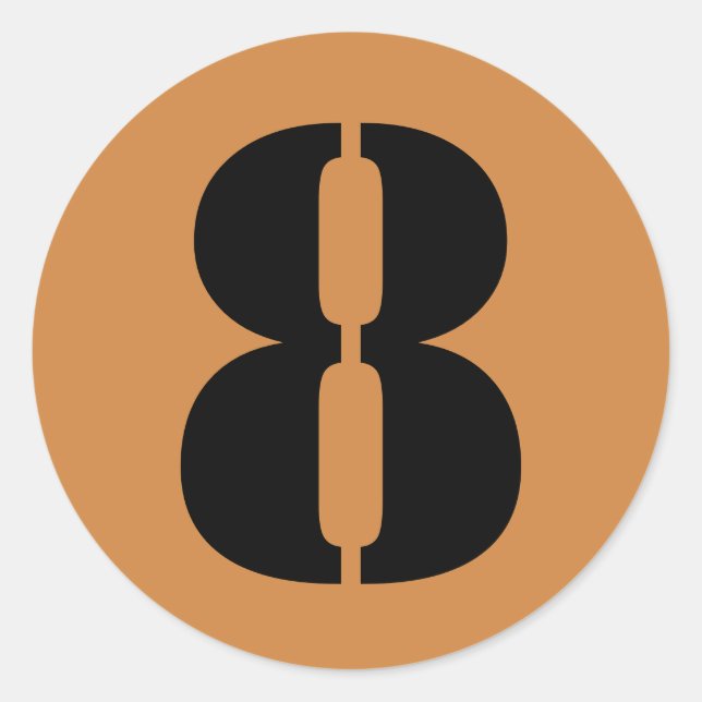 Adesivo Redondo Número 8: Oito números de lápis Dourados peruanos  (Frente)