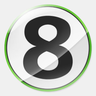 Adesivo Redondo Número 8: vinheta verde