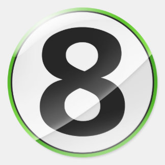 Adesivo Redondo Número 8: vinheta verde