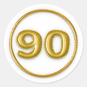 Adesivo Redondo Número 90 Balão Dourado