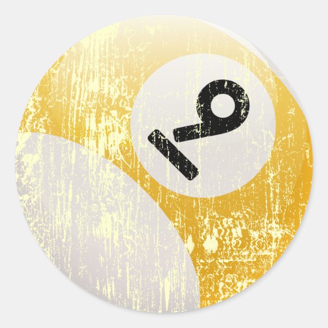 ADESIVO REDONDO NÚMERO 9 BILLIARDS BALL - ERODED E ENVELHECIDO (Frente)