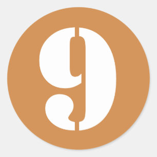 Adesivo Redondo Número 9 Nove Números de Estêncil Dourados do P