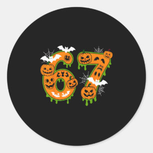 Adesivo Redondo Número Assustador 67 No Halloween Para Todos 