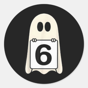 Adesivo Redondo Número Assustador 6 Grupo de Fantasia de Halloween