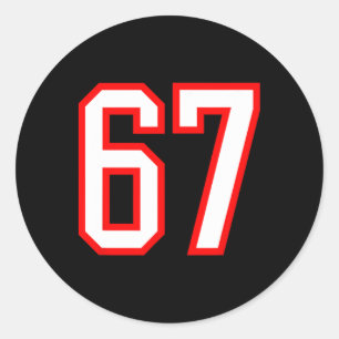 Adesivo Redondo Número da Equipe Esportiva #67 Branco Vermelho Var