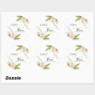 Adesivo Redondo Número de mesa em aquarela bege delicado 