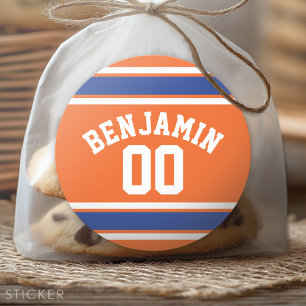 Adesivo Redondo Número de Nome Personalizado de Jersey Blue and O
