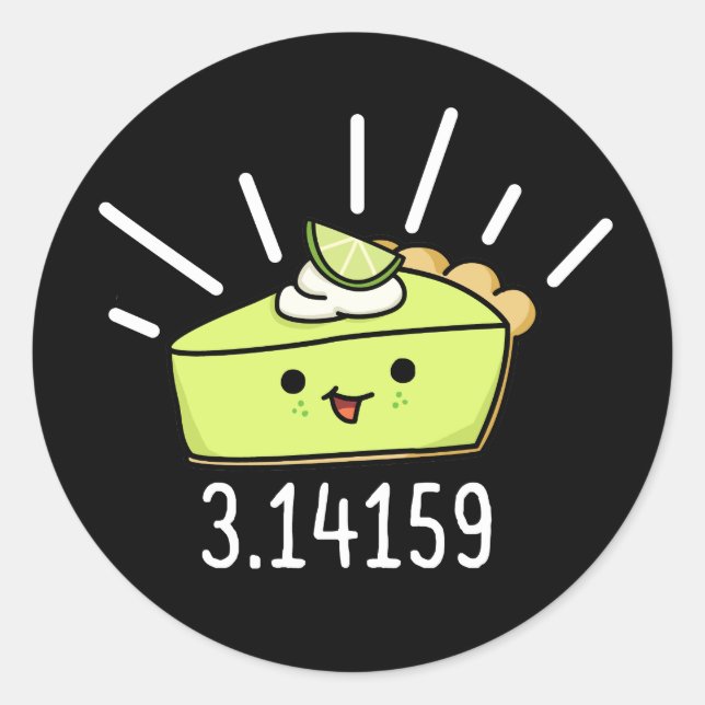 Adesivo Redondo Número de Pi da Matemática Engraçado Pie Pun Dark  (Frente)