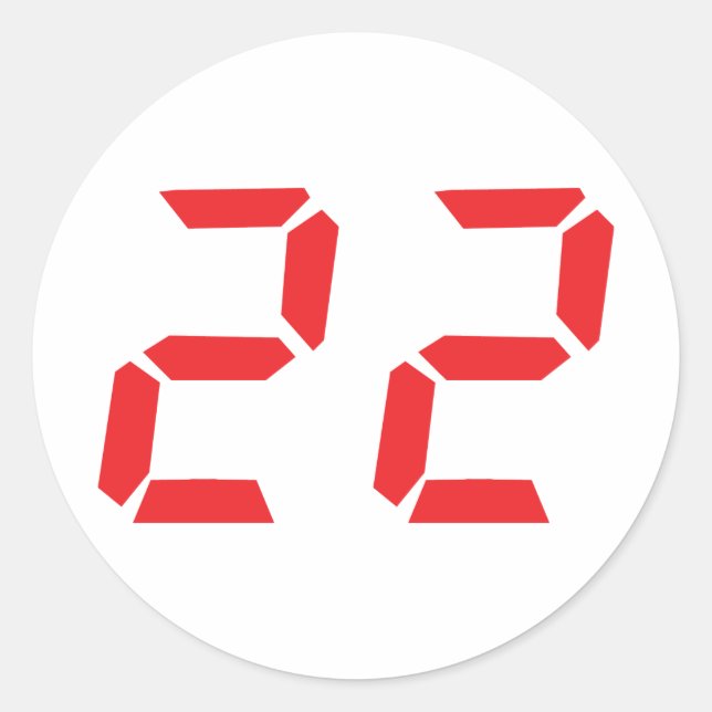 Adesivo Redondo Número digital do despertador vermelho 222 (Frente)