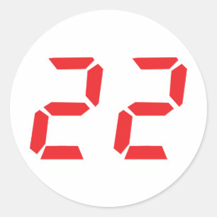 Adesivo Redondo Número digital do despertador vermelho 222